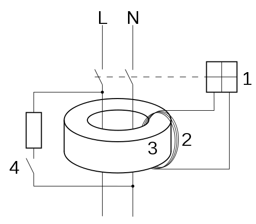 قاطع الدورة "Residual-current device "RCD