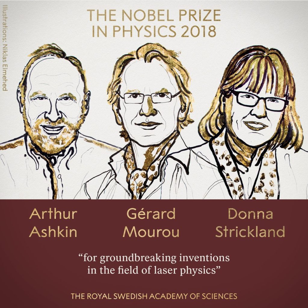 فوز ثلاثة من علماء الليزر بجائزة نوبل للفيزياء لعام 2018